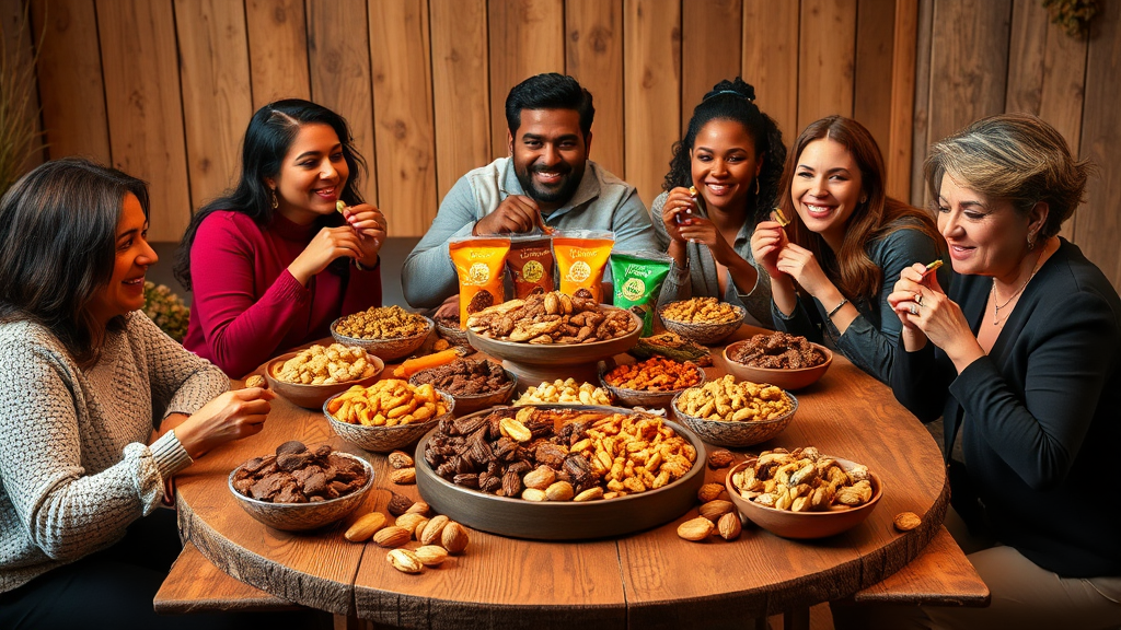 'Nutty Snack Munch' which is a sub-description of the title 'Top 10 Nutty Treats for Chocolate Lovers in 2023'