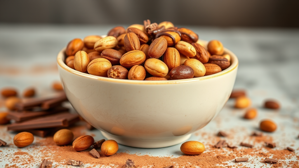 'Cocoa Nuts Mix' which is a sub-description of the title 'Top 10 Nutty Treats for Chocolate Lovers in 2023'