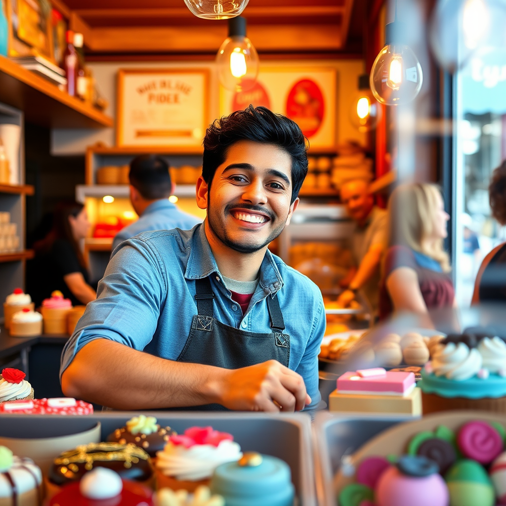 'Luke , 32 , Hispanic , Male' which is a sub-description of the title 'Discover the Delight of Cupcakes'