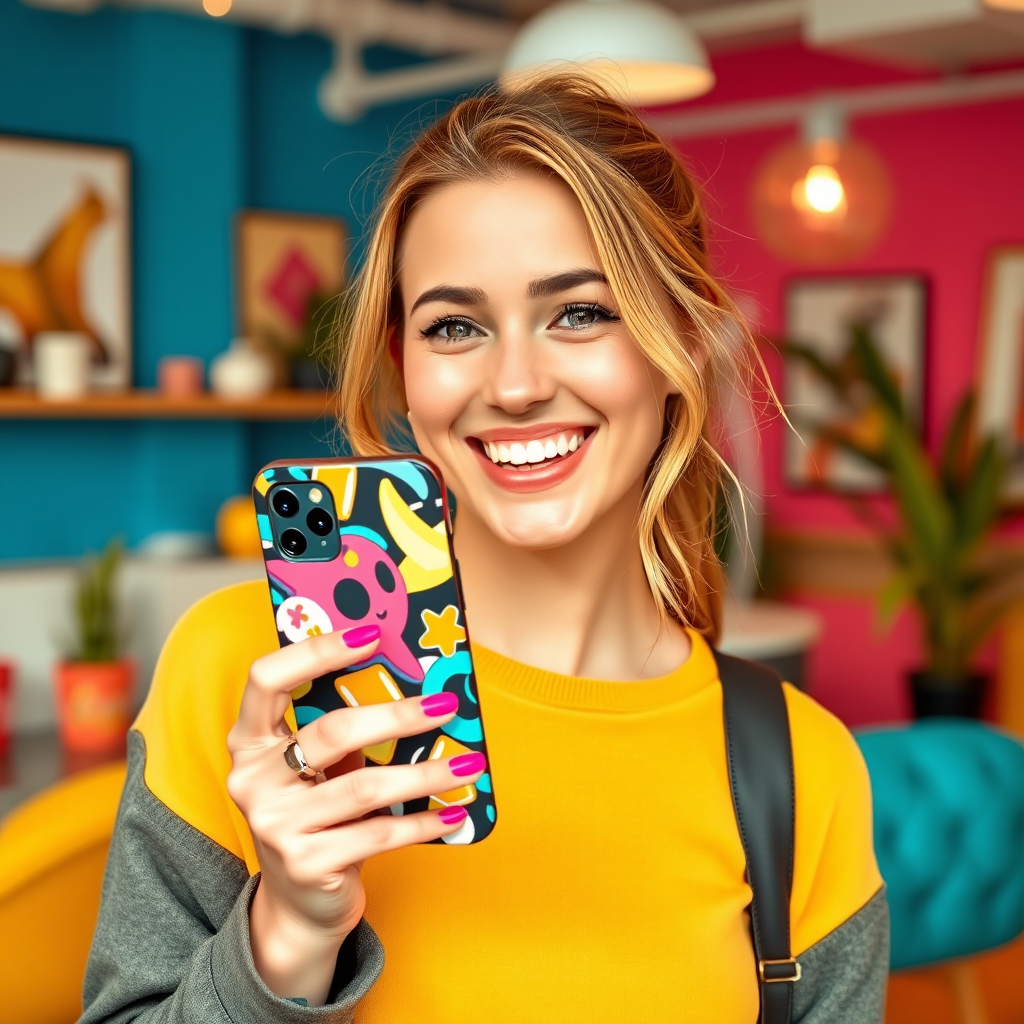 'E. Smith , 29 , Caucasian , Female' which is a sub-description of the title 'Discover the Ultimate Phone Backcover'